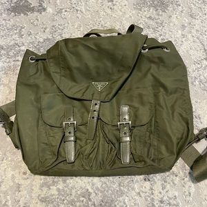 Medium Green Nylon Prada Backpack